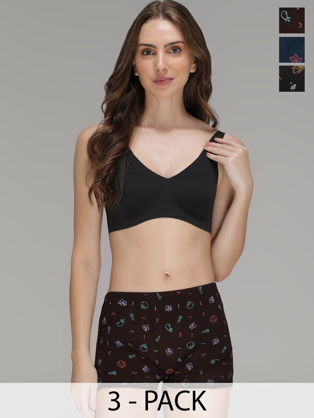 AMUL COMFY Pack Of 3 Printed Cotton Mid-Rise Boy ShortsAC-PRBLOOMIE-NA-PE-CB-S-3PC