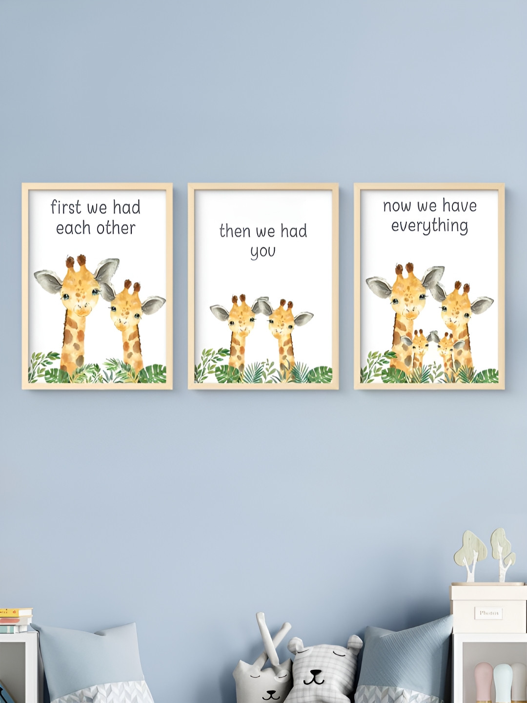 My Kids Wall Beige & Yellow 3 Pieces Birds and Animals Wall Art