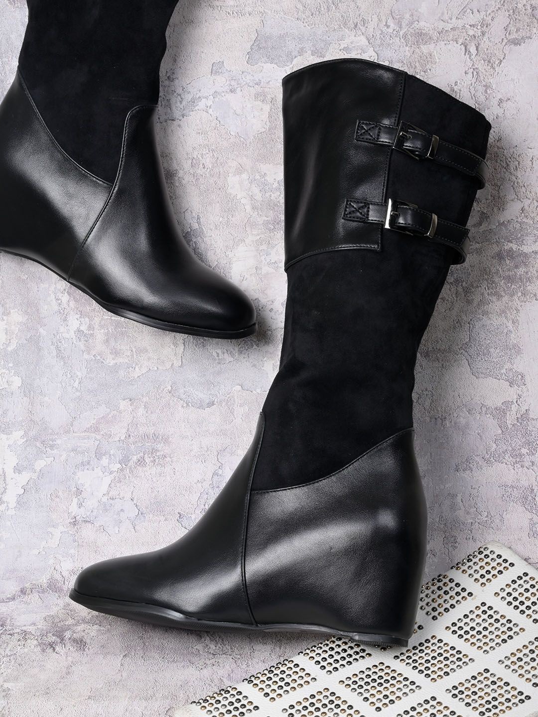 Ronnie Grey Women Wedge-Heeled Slouchy Boots