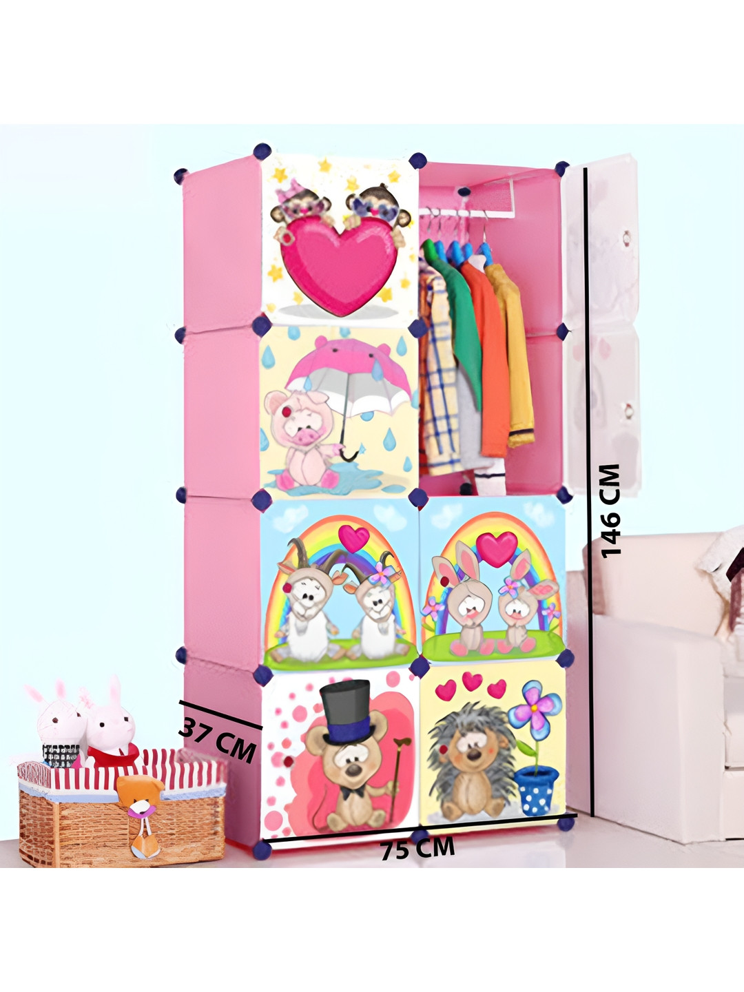 Sasimo Pink & White Printed Water Resistant Multi-Utility Organisers