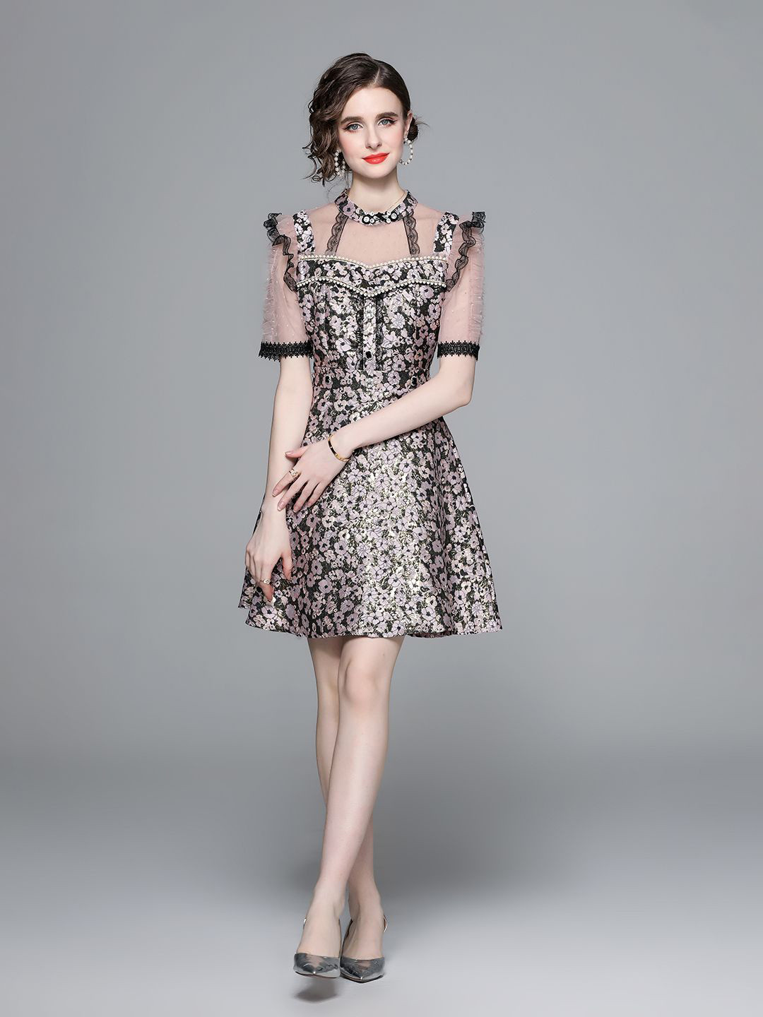 JC Collection Animal Print Flared Sleeve Fit & Flare Dress