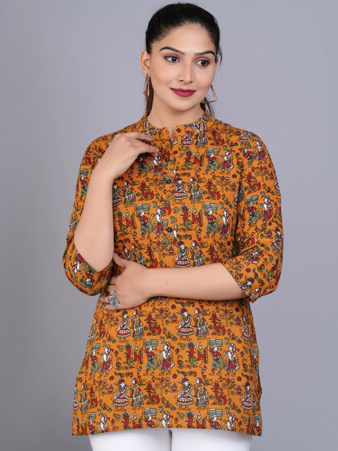 TANISHA Women Ethnic Printed Mandarin Collar Top