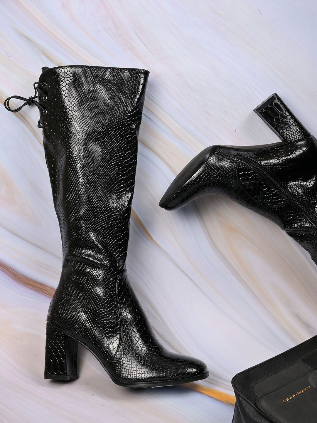 Ronnie Grey Women High Top Block-Heeled Boots