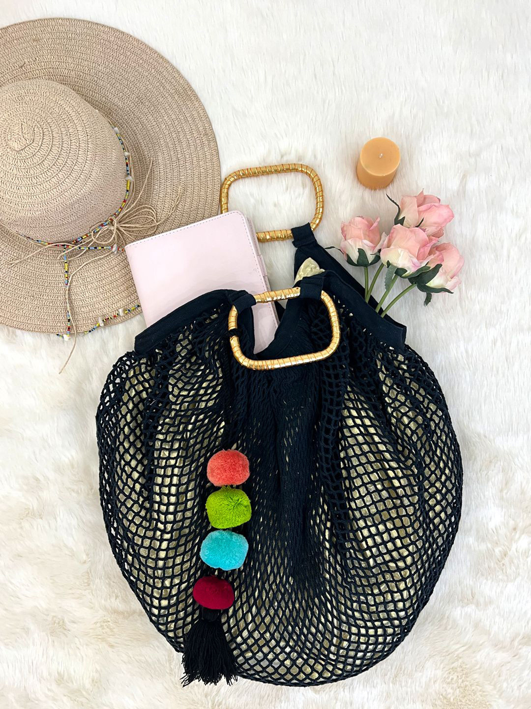 BohoGirl Organic Cotton Net Textured Shopper Tote Bag