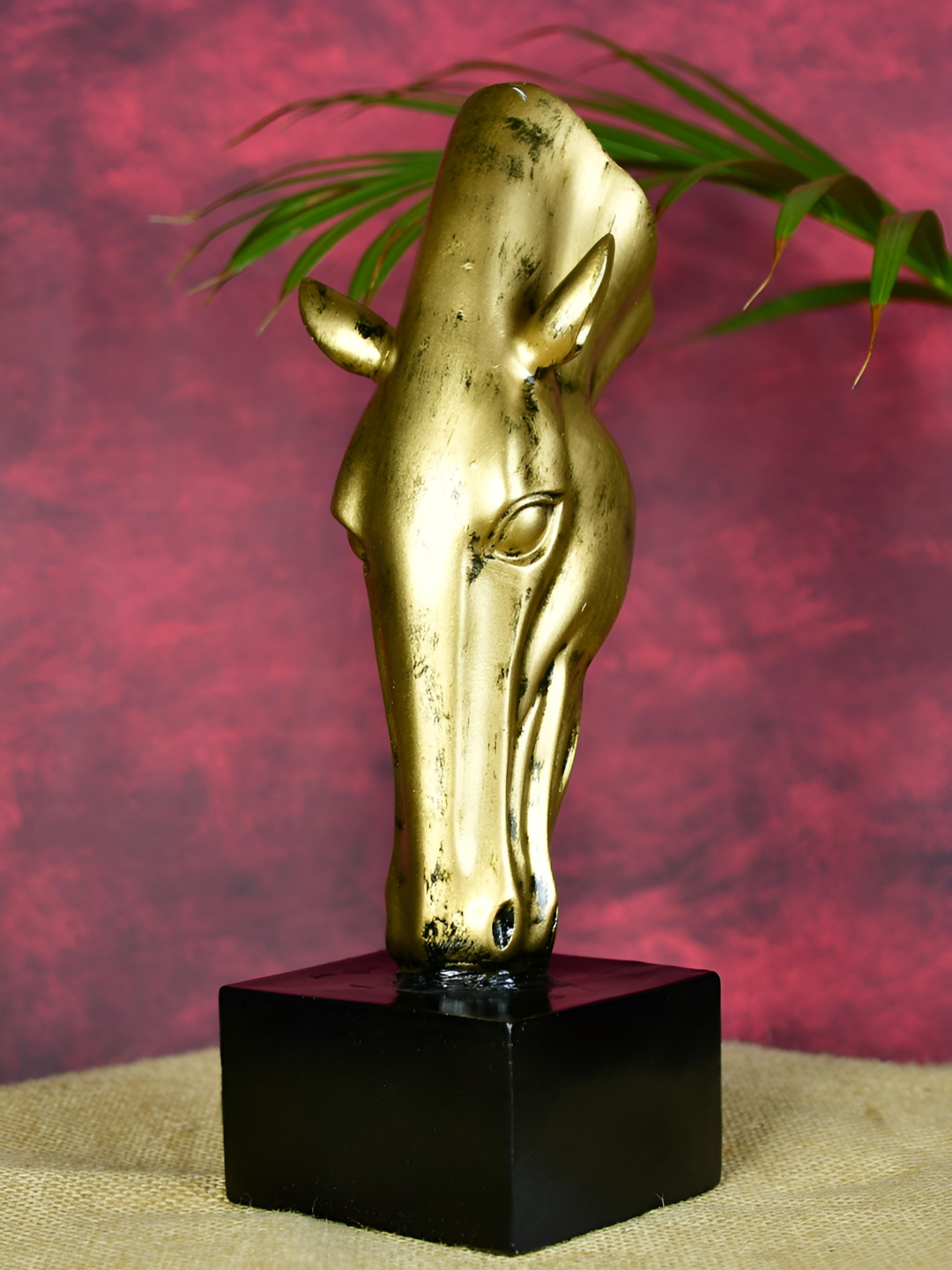 SOWPEACE Grazing Horse Gold Resin Matte Living Room Small Showpiece - 10.6 Inches