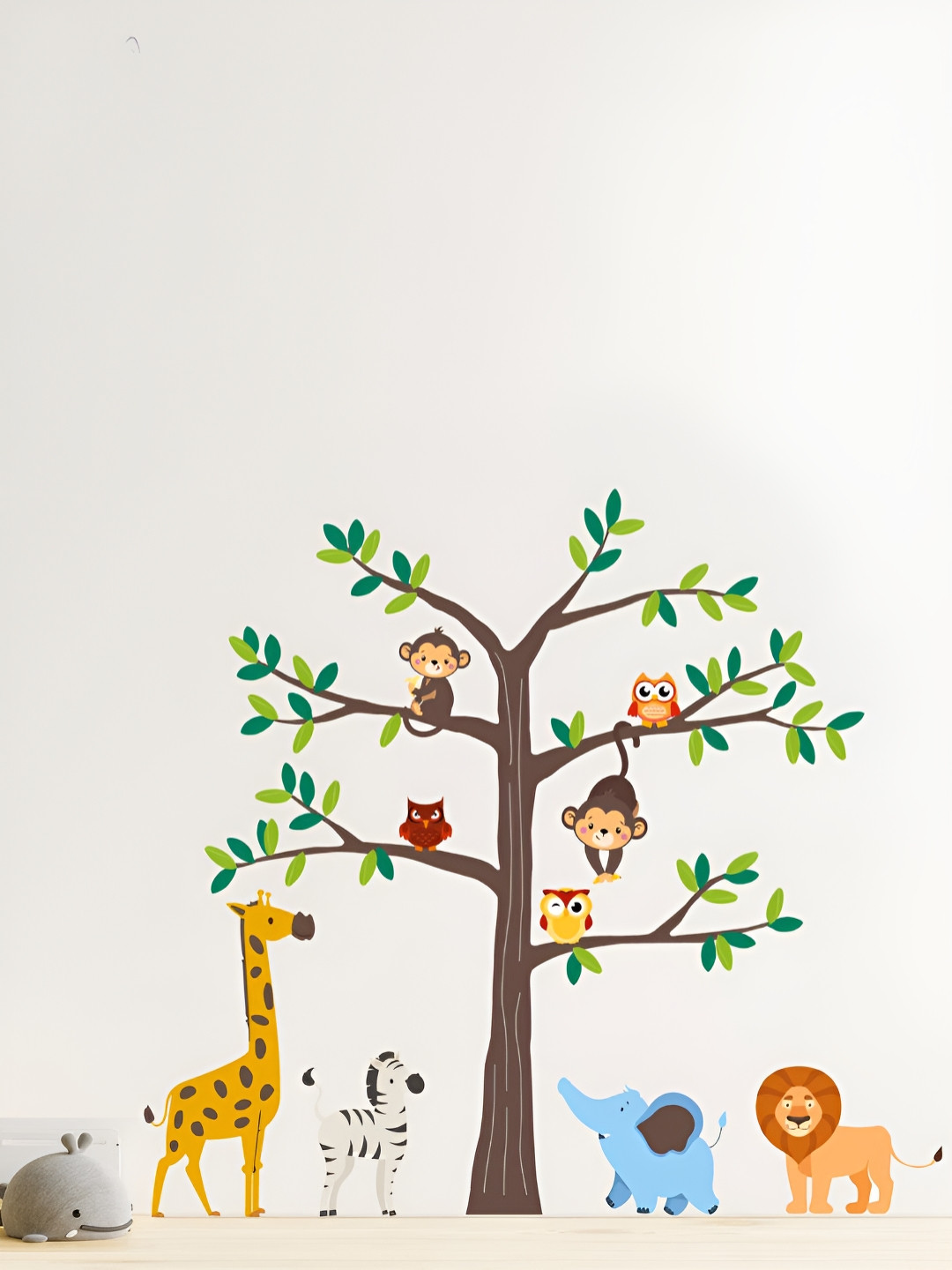 My Kids Wall 10 Pieces Green & Brown UV Printed Birds and Animals Wall Stickers