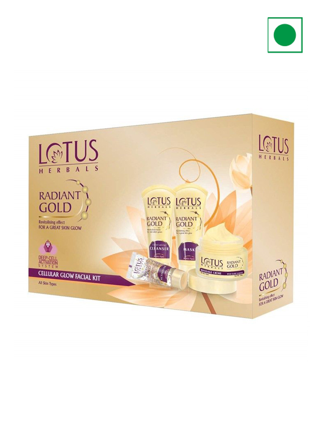 Lotus Herbals Radiant Gold Cellular Glow 5-in-1 Facial Kit- 170g