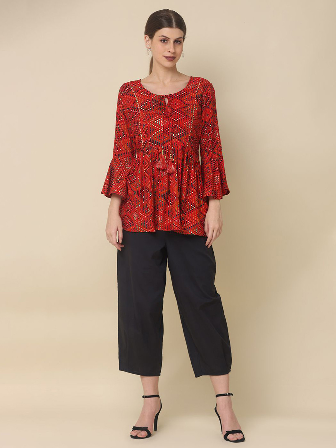 Routes by All About You Print Bell Sleeve Top