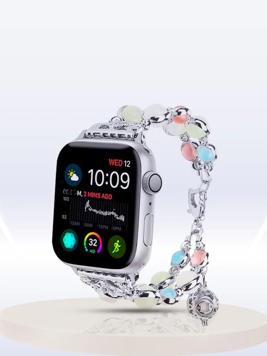 PEEPERLY Beading Stretchable Bracelet Style Compatible Smart Watch Strap