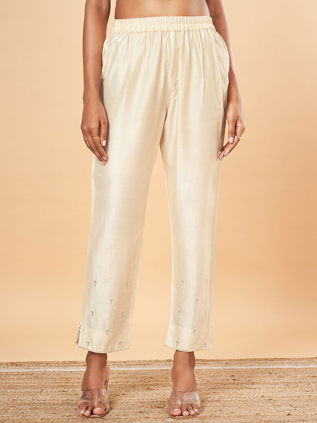 Marigold Lane Women Straight Fit Pleated Cigarette Trousers