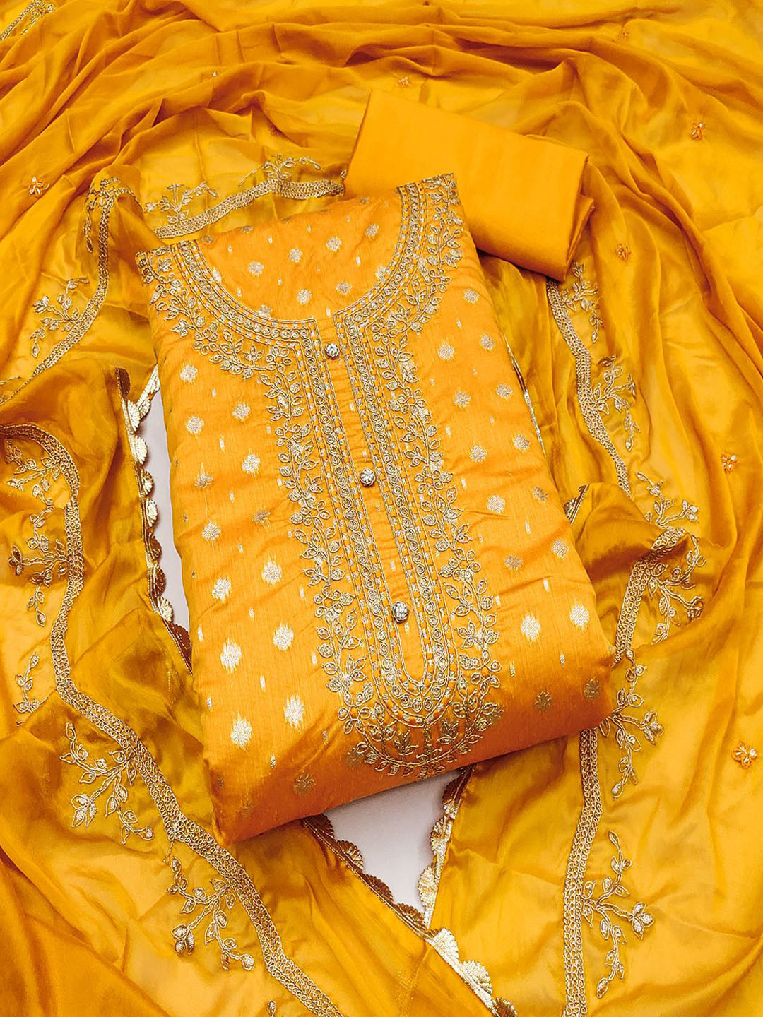 Lilots Raw Silk Unstitched Dress Material