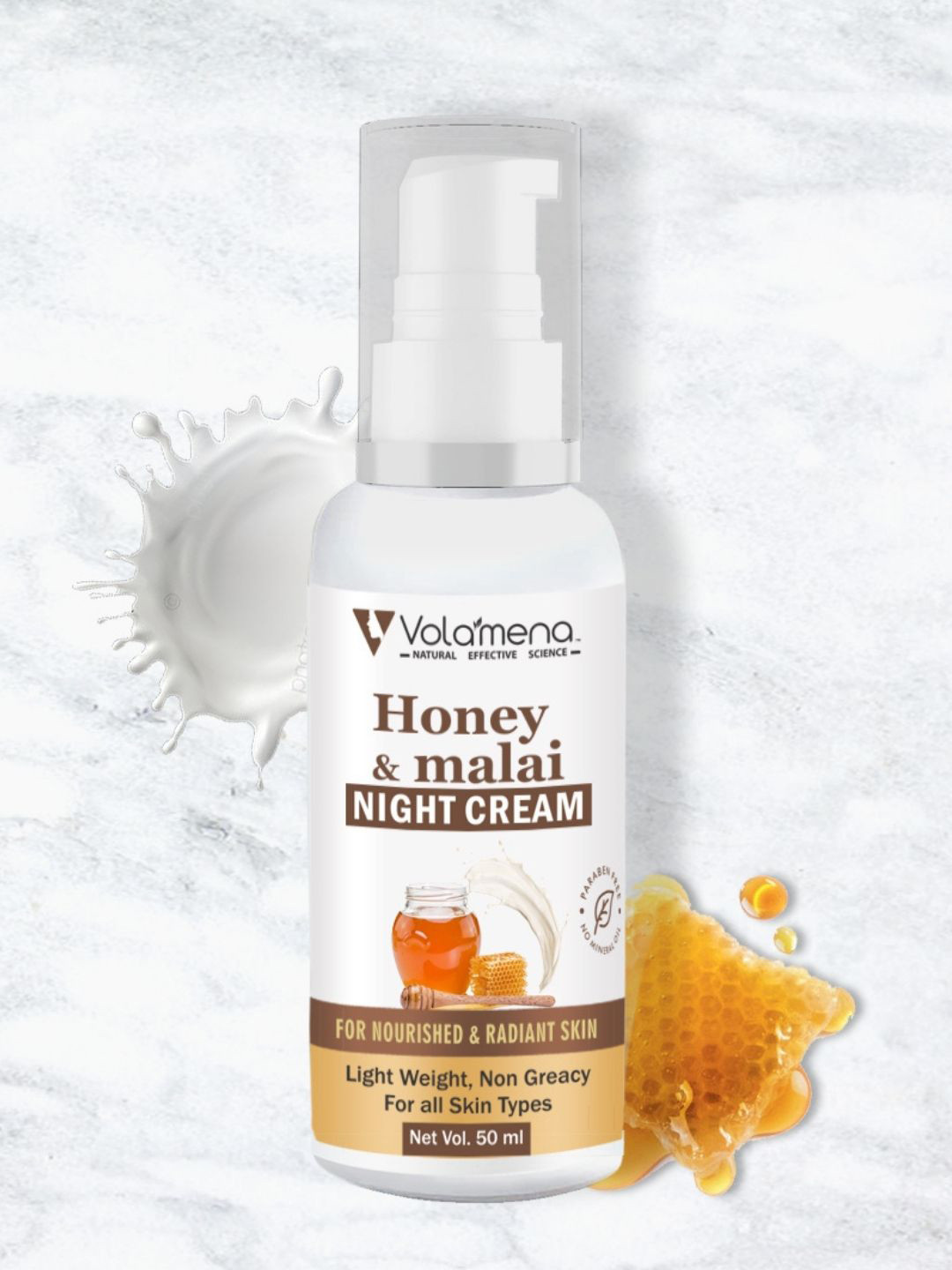 Volamena Honey & Malai Night Cream For Nourished & Radiant Skin-50ml