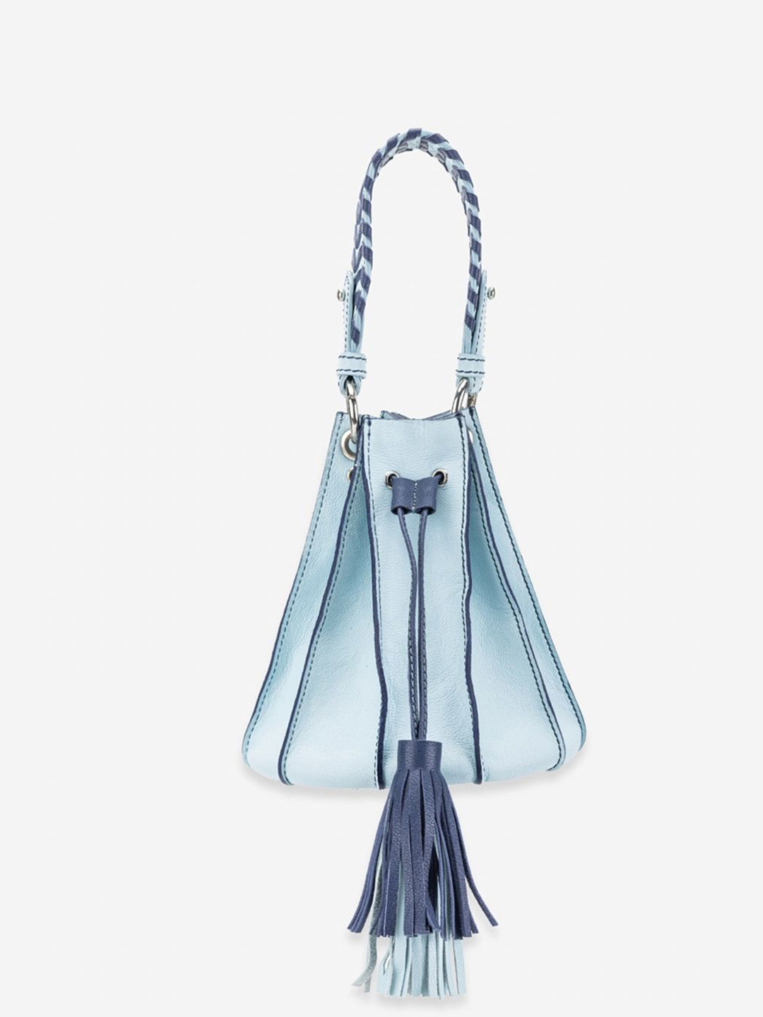 Abelardo De Moda Leather Bucket Handheld Bag with Tasselled