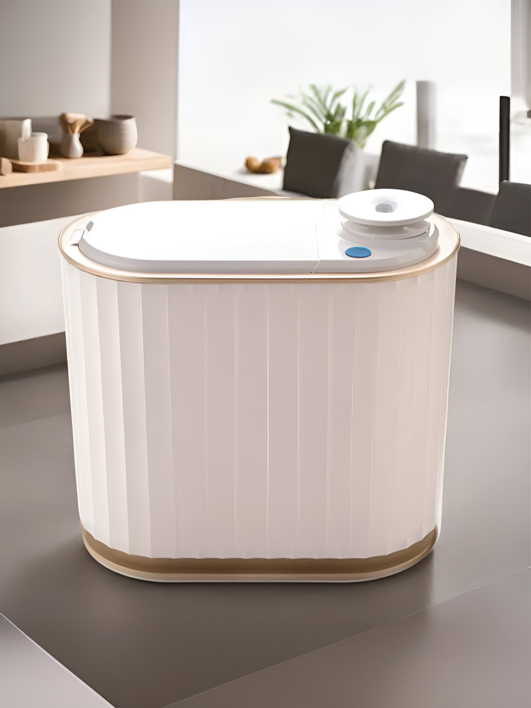 The Better Home White & Gold Toned Automatic Motion Sensor Dustbin With Lid
