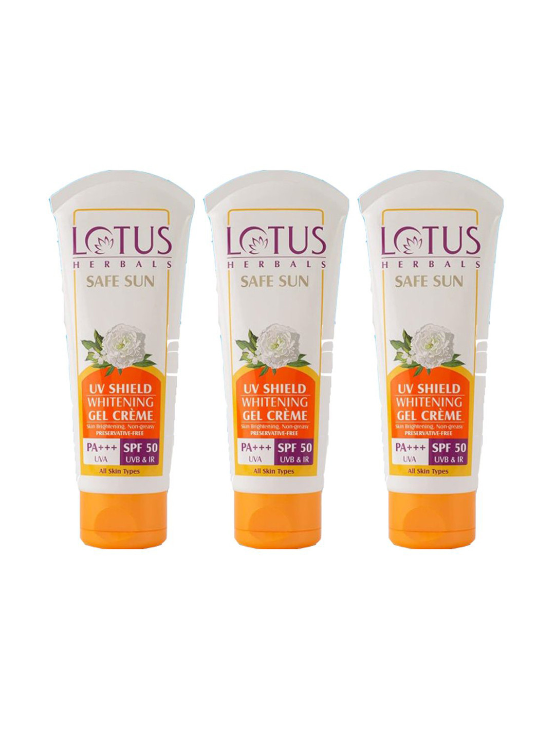 Lotus Herbals Safe Sun Set Of 3 UV Shield Whitening SPF 40 Sunscreen - 50g each