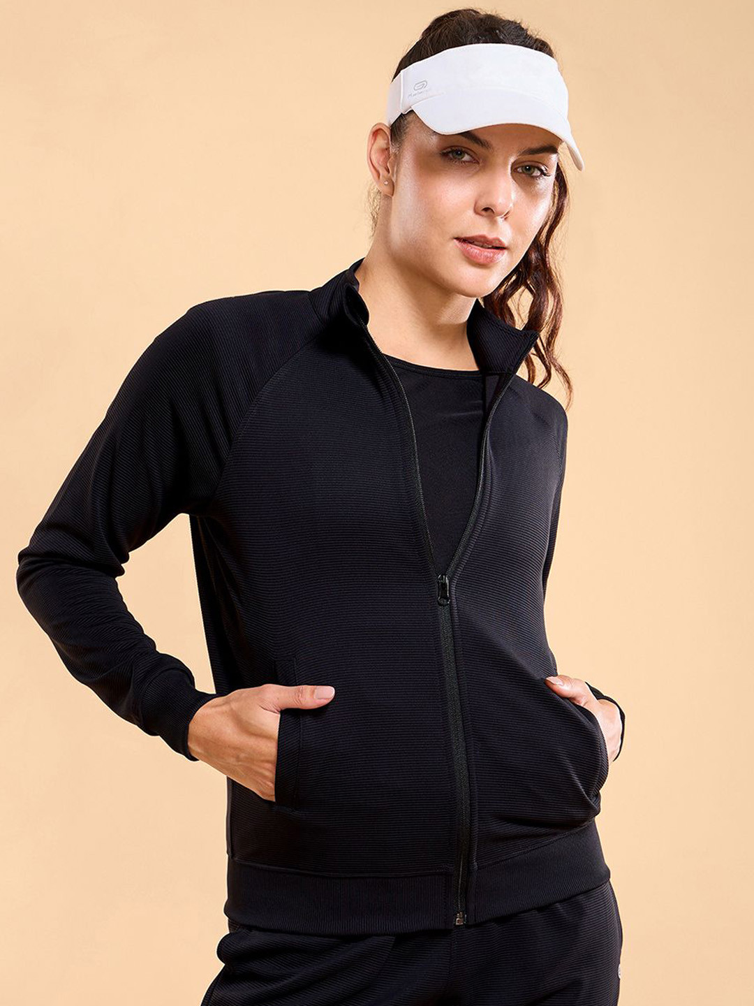 Enamor Ottoman Textured High Neck Relaxed Fit Regular Length Jacket A906