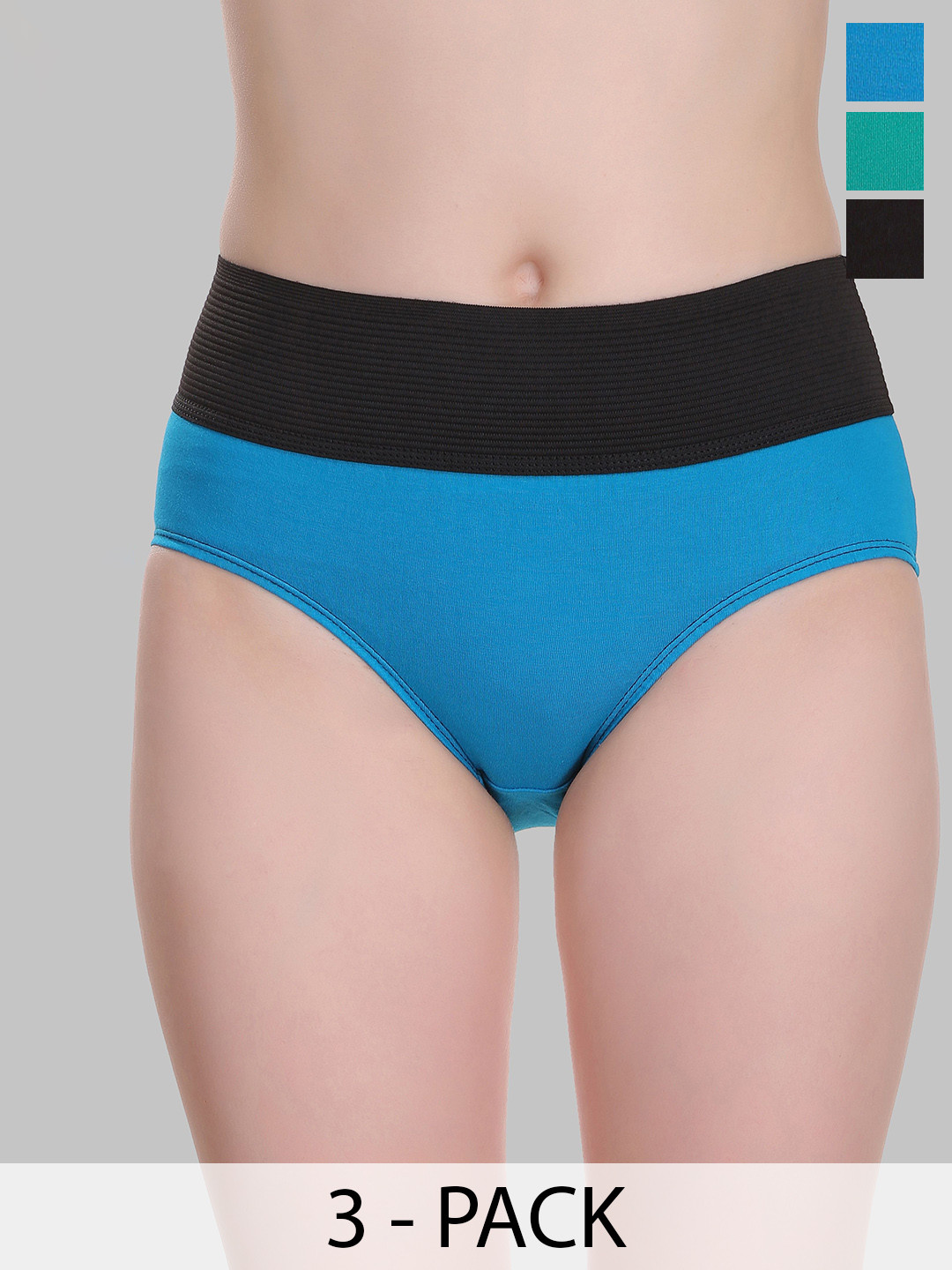 SELFCARE Pack 3 Cotton Sinker Tummy Control Tucker Hipster Panties - SN0571