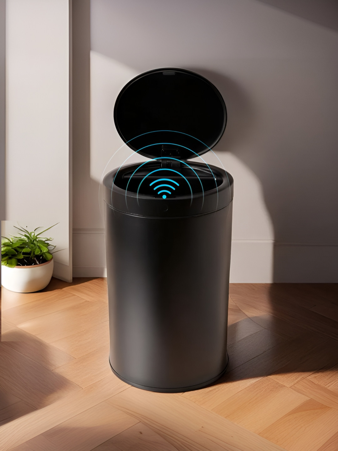 The Better Home Black Automatic Motion Sensor Stainless Steel Dustbin With Lid  30l