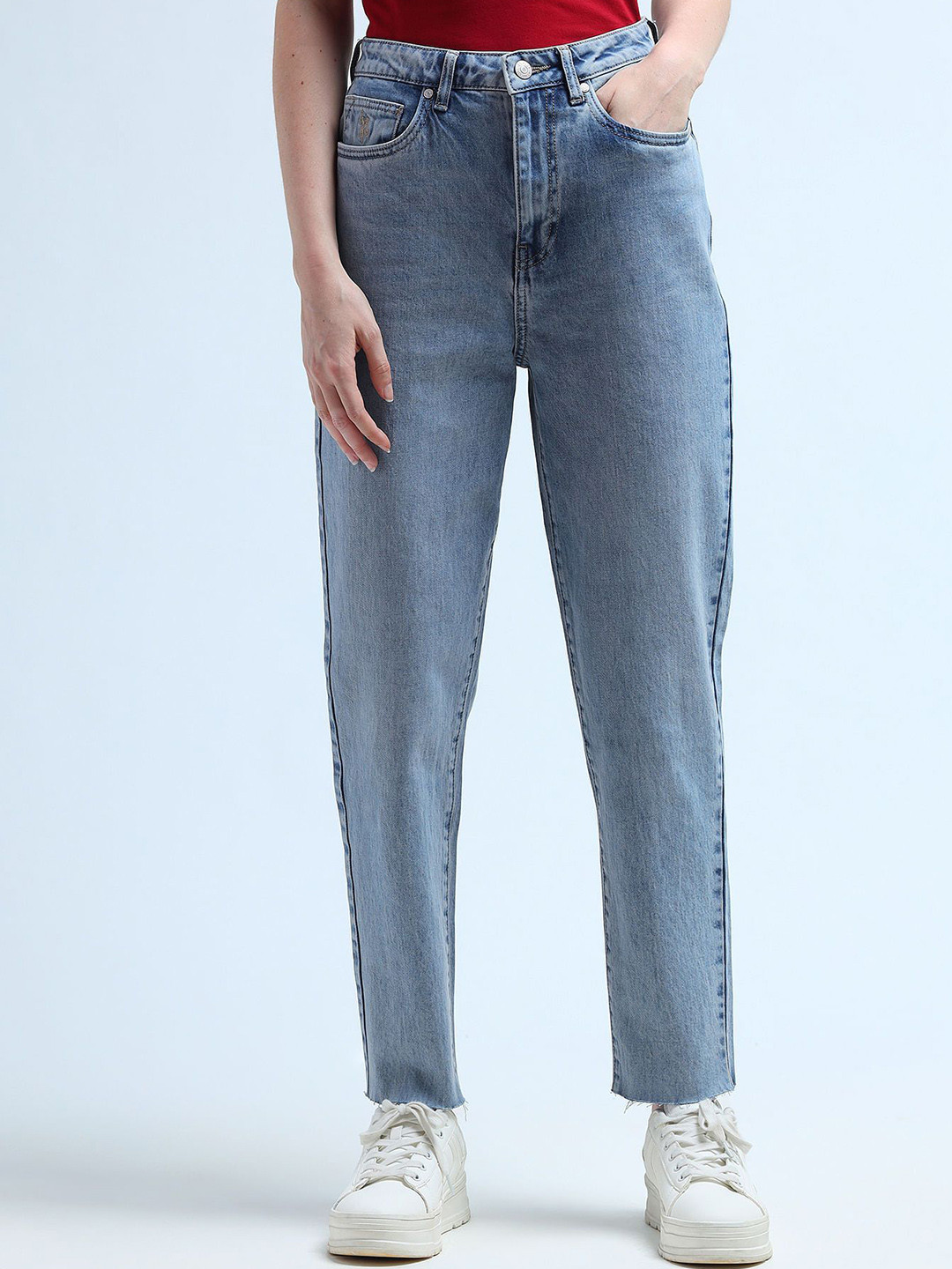 U.S. Polo Assn. Women High-Rise Mom Fit Stretchable Jeans