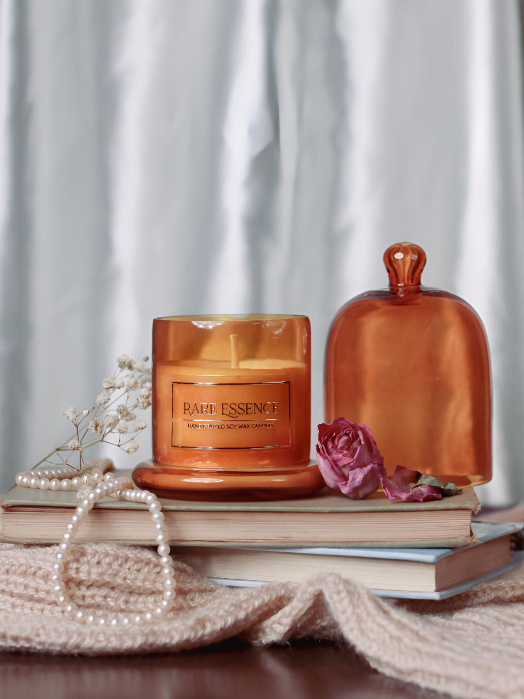 RARE ESSENCE BELL JAR Scented 1 Wick Scented Solid Geometric Regular Candles