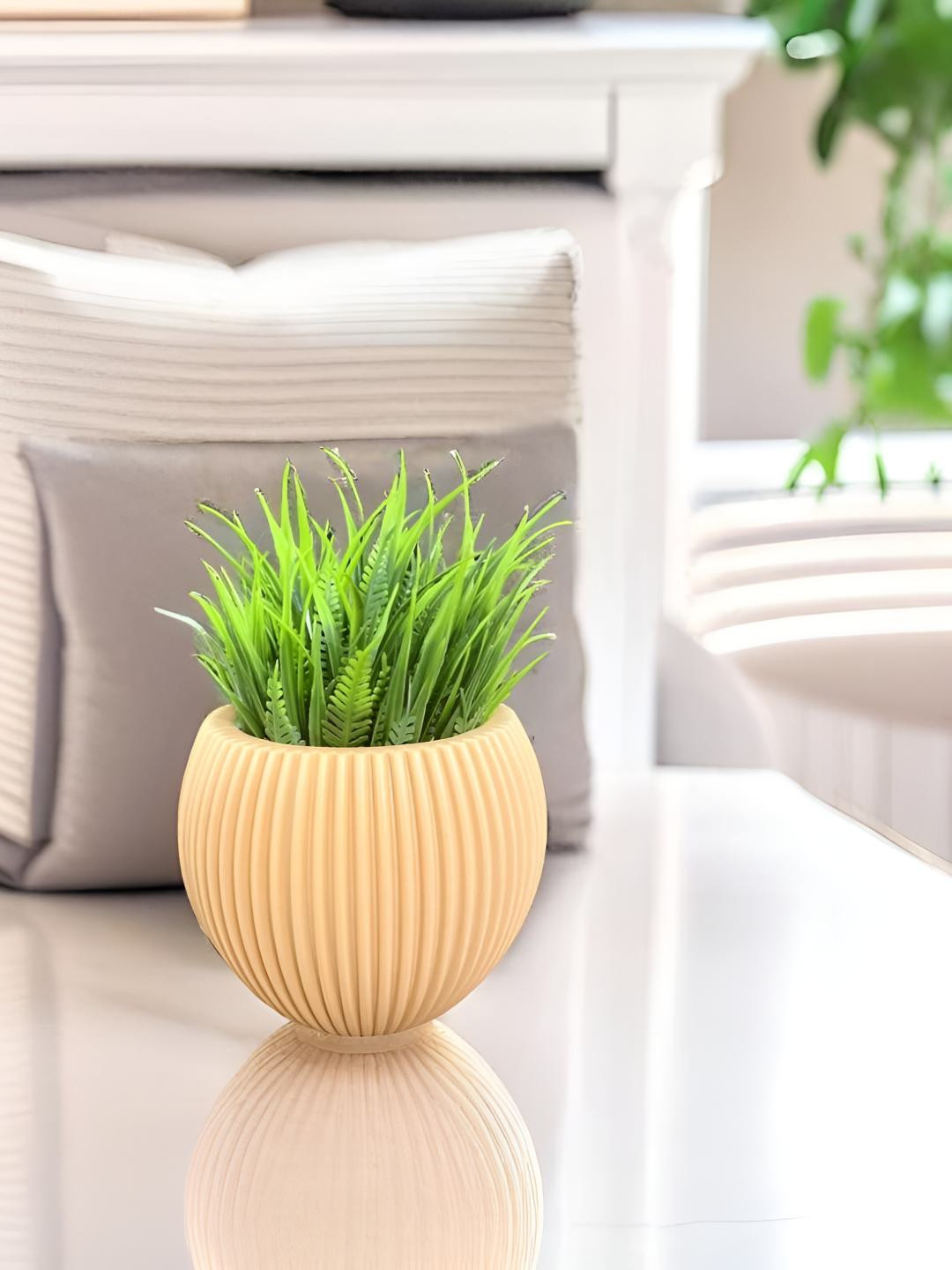 Akaar Orange Fern Artificial Plant With Pot