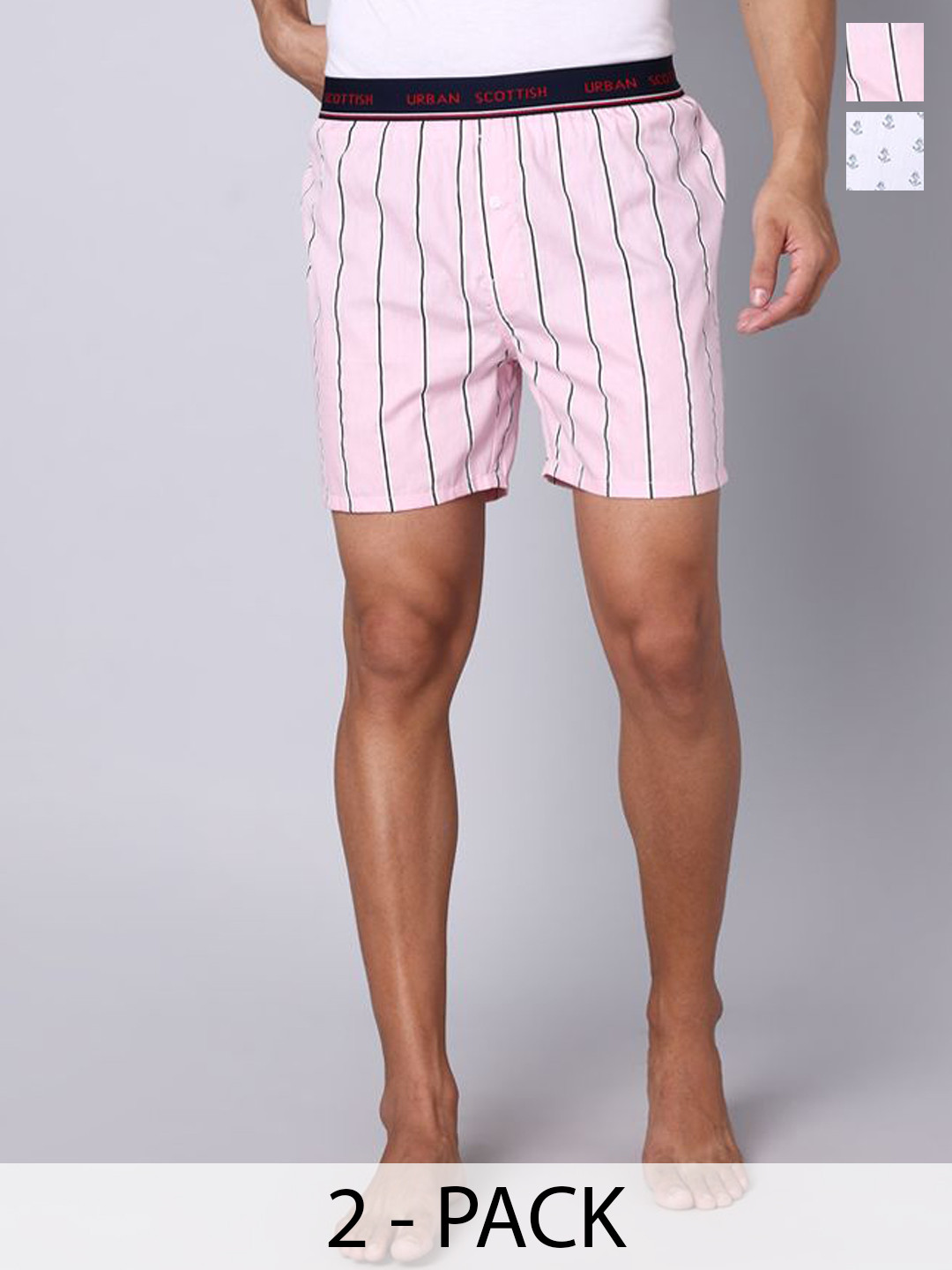 URBAN SCOTTISH Men Pack Of 2 Pure Cotton Printed BoxersRE-USBX2456-S-Multicolor