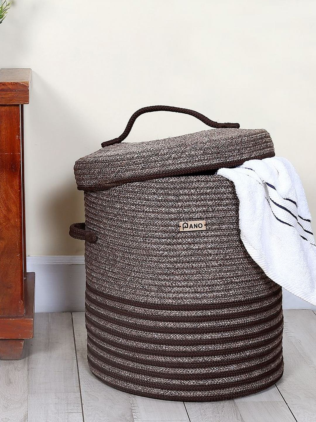 Pano Brown Laundry Bag With Lid