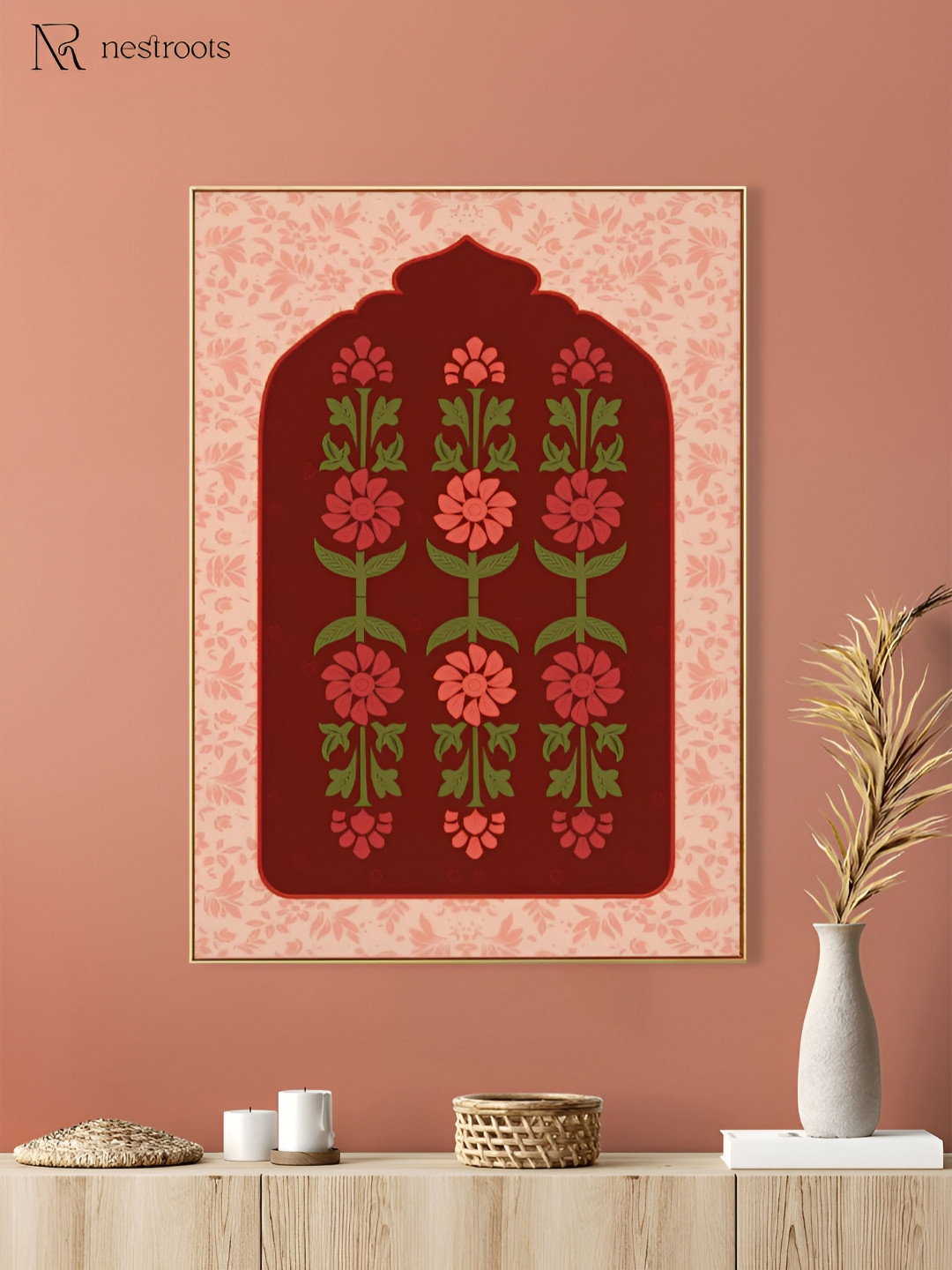 nestroots Red & Green Passage To Paradise Painting Wall Art