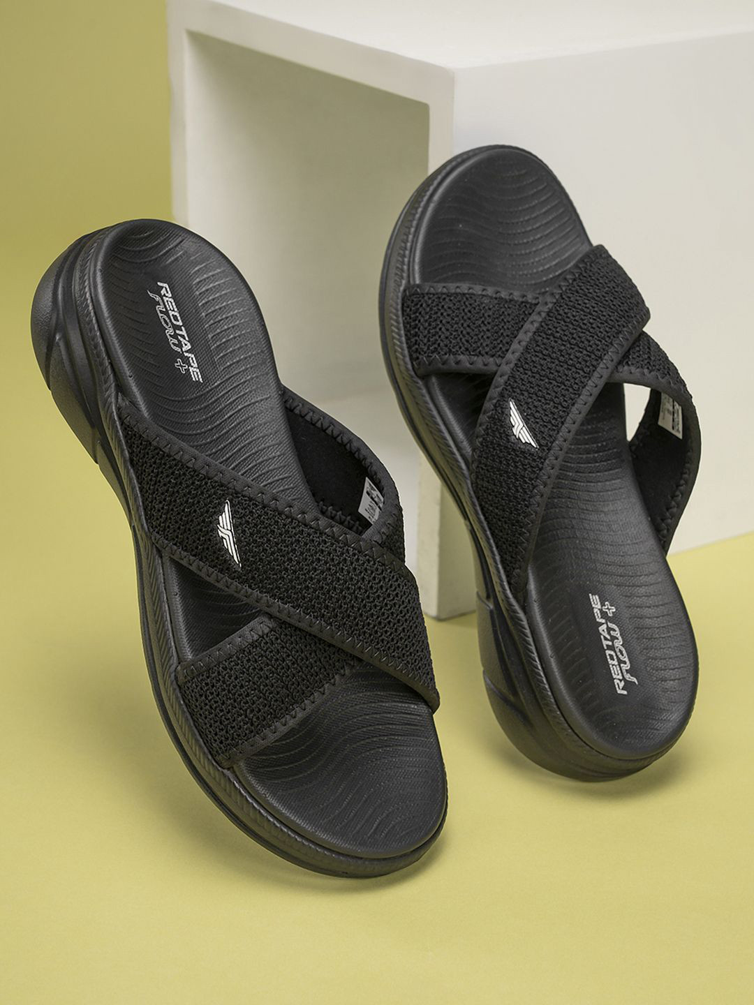 Red Tape Women Woven Design Open Toe Flats