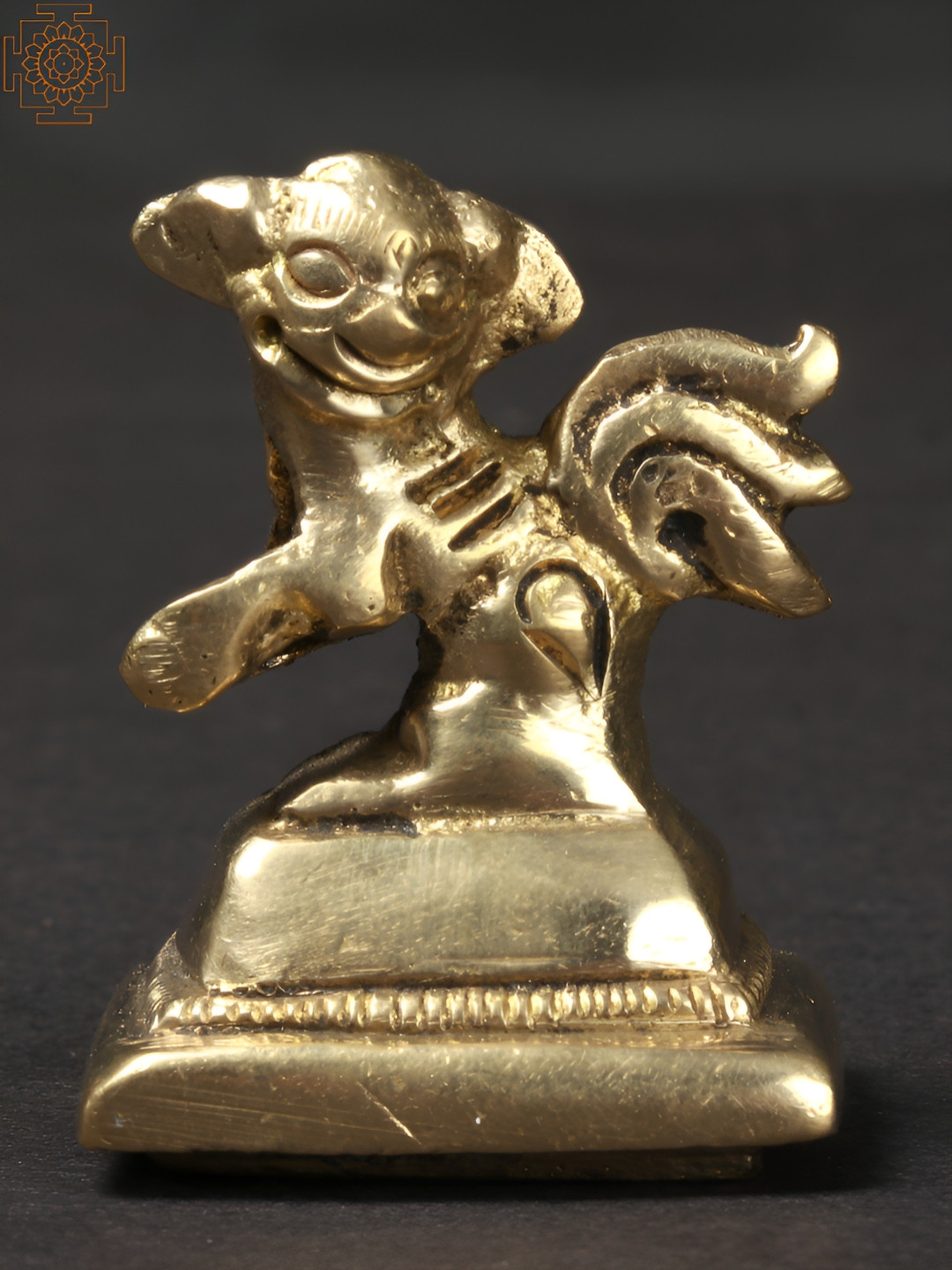 Exotic India Three Tail Fox Gold Brass Metallic Living Room Tiny Showpiece - 1.5 Inches