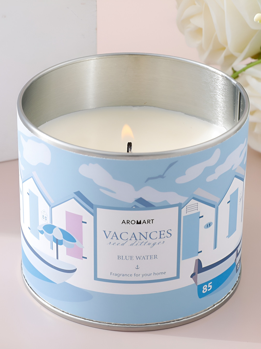 UMAI Aromart Scented 1 Wick Blue Water Abstract Geometric Regular Jar Candles