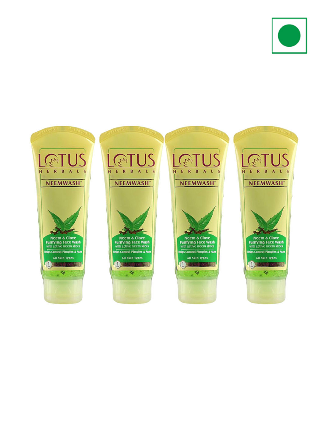 Lotus Herbals Set Of 4 Neemwash Neem & Clove Ultra Purifying Face Wash-120ml Each