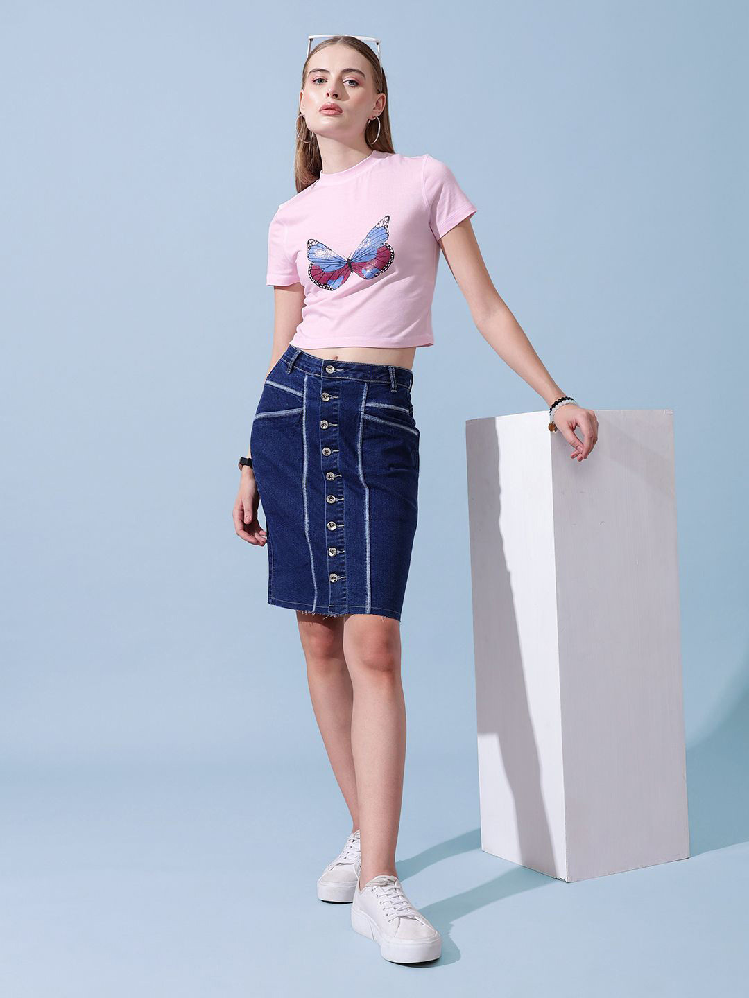 STREET 9 Women Graphic Printed Round Neck Cotton Top