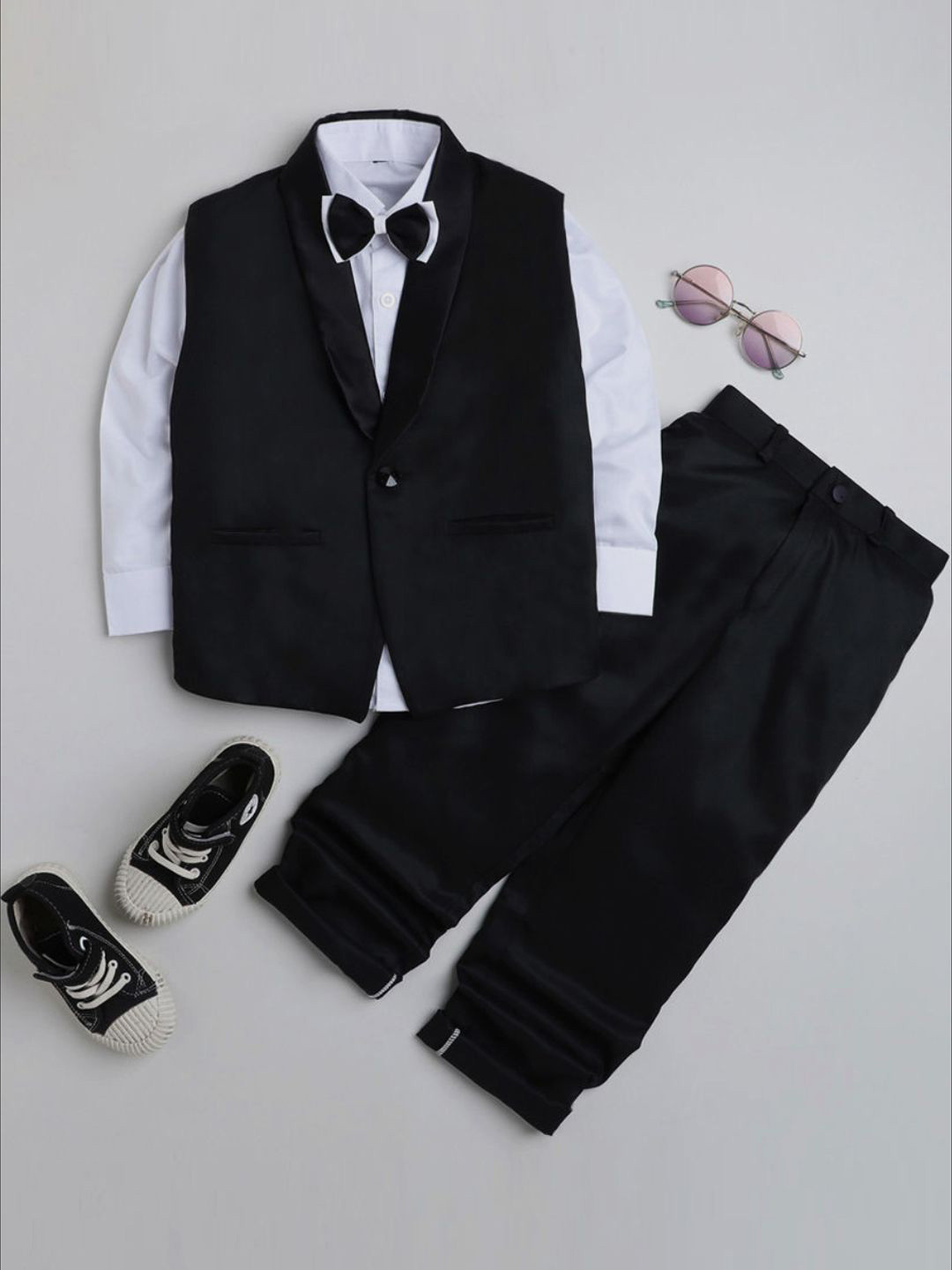 BAESD Boys 4 Piece Notched Lapel Single-Breasted Suits