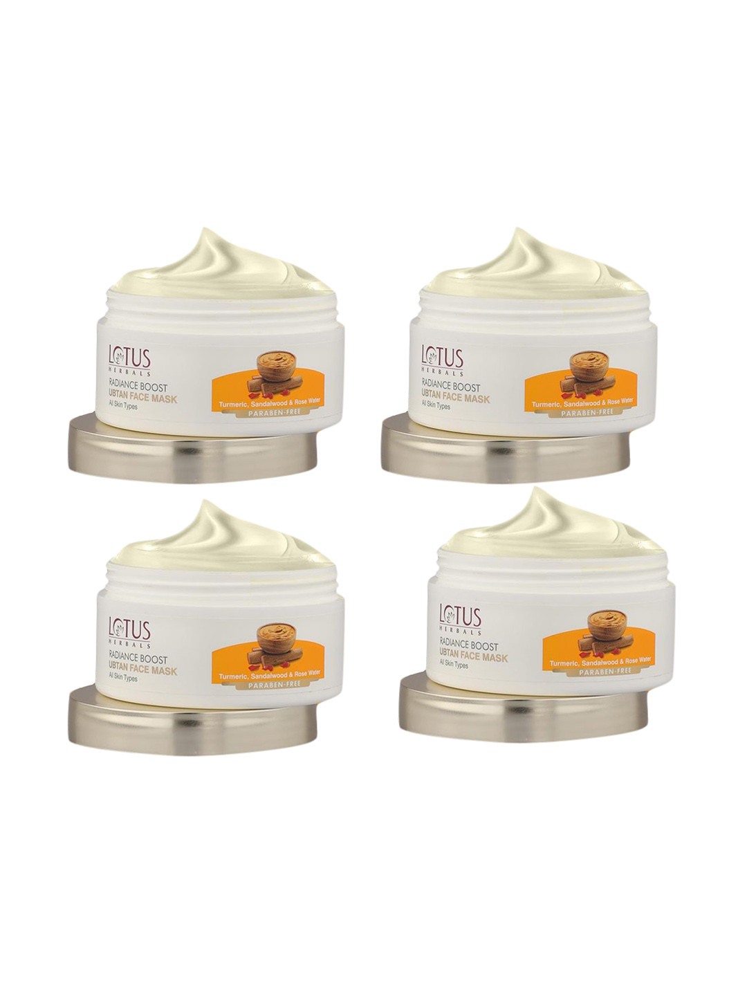 Lotus Herbals Set Of 4 Radiance Boost Ubtan Face Mask - 100g Each