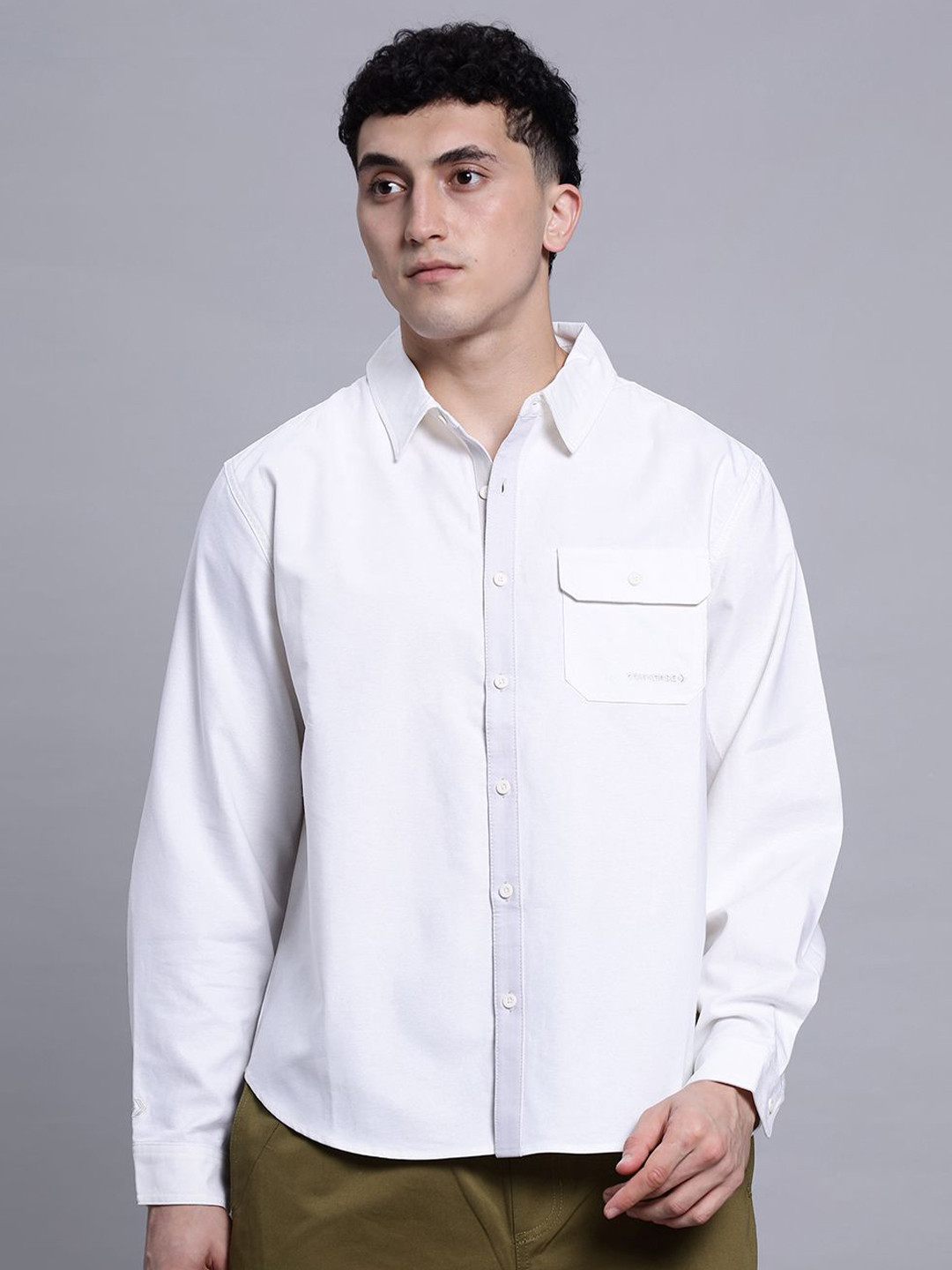 Converse Men All Star Oxford Long-Sleeve Button Down Shirt