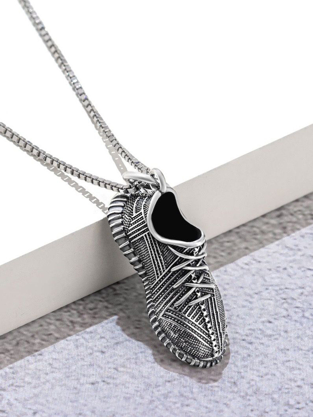 ORIONZ Men Sterling Silver Sneakerhead Contemporary Oxidised Pendant