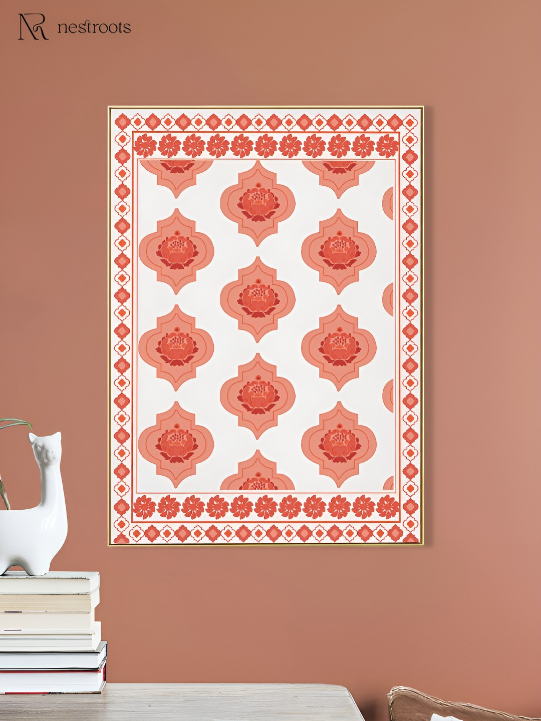 nestroots Mughal Bazaar Wood Wall Rectangle Paintings Wall Art - 24 x 36 In