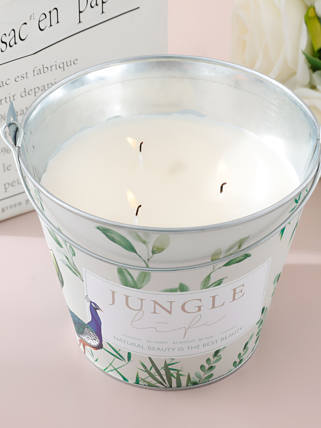 UMAI Lemon Grass Scented Jungle 3 Wick Abstract Geometric Regular Jar Candles