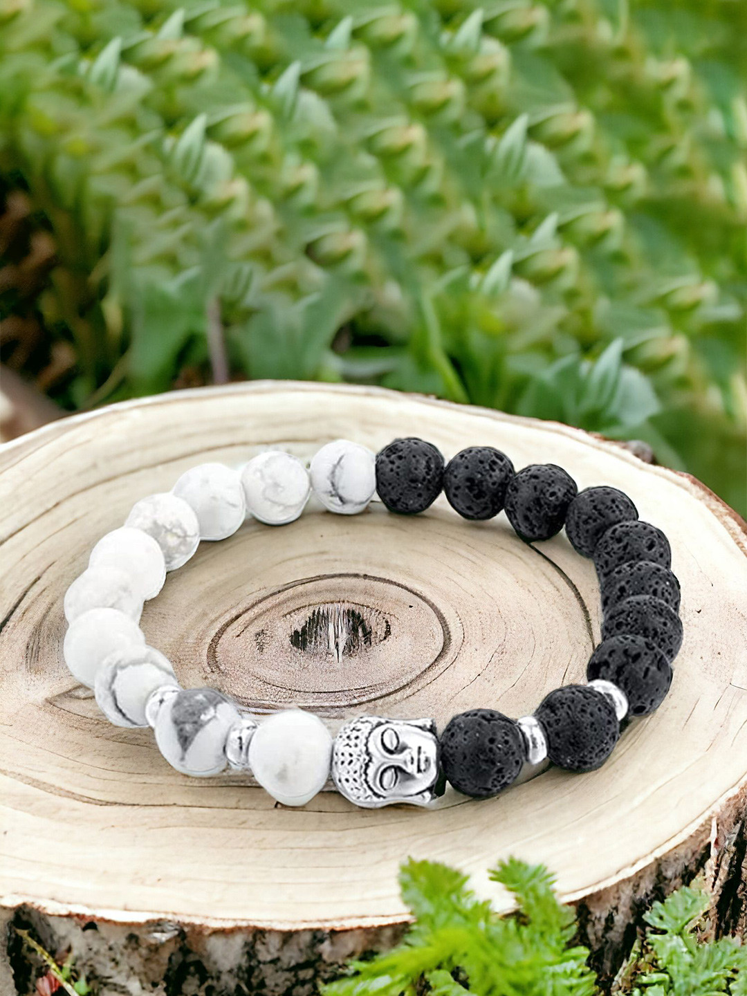 Okos Unisex Beaded Buddha Style Elasticated Bracelet