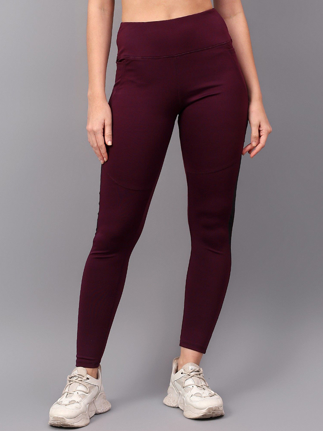 COSVOS Knitted Ankle Length Gym Tights With Mesh Detailing