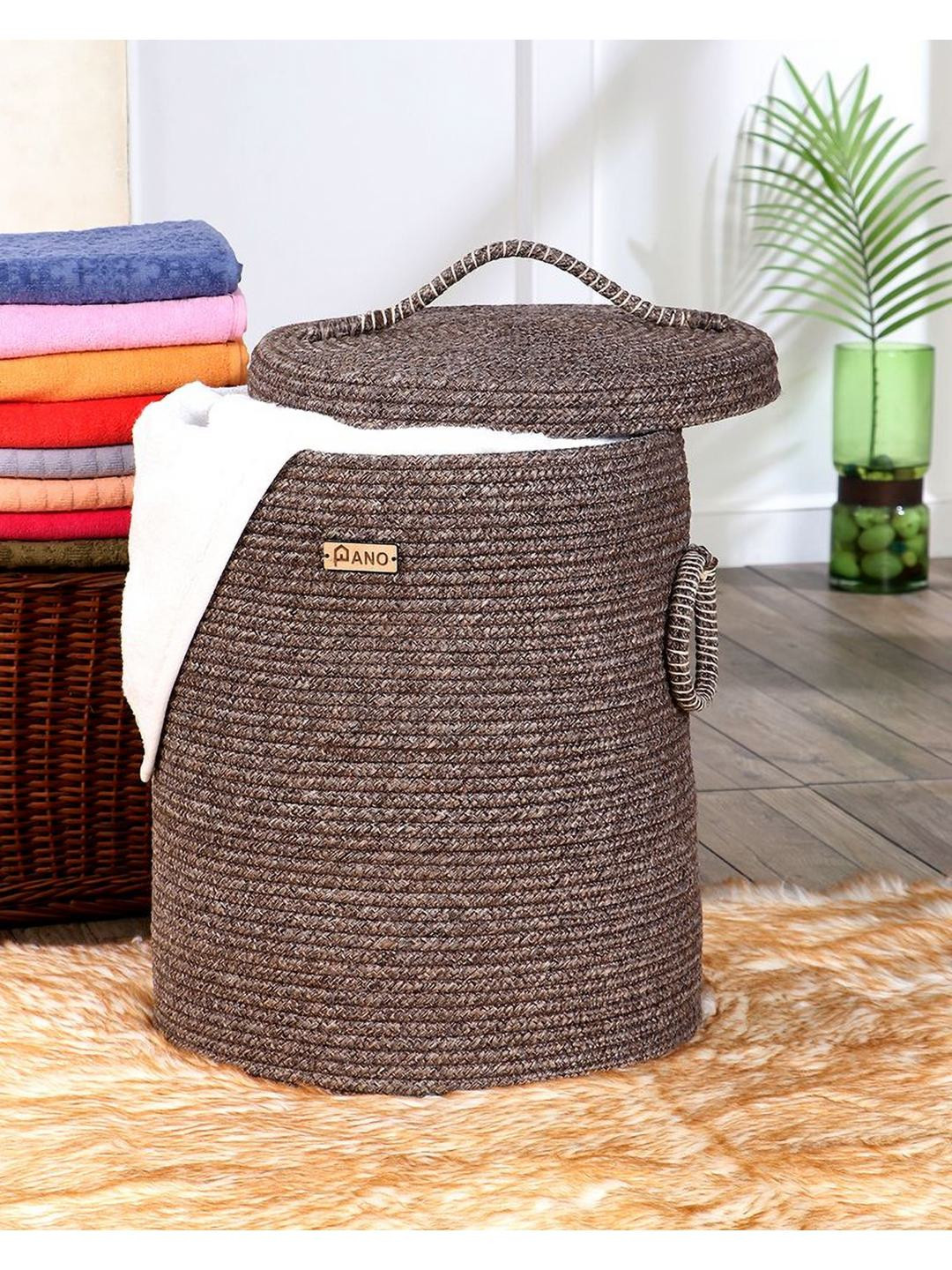 Pano Brown Laundry Basket with Lid