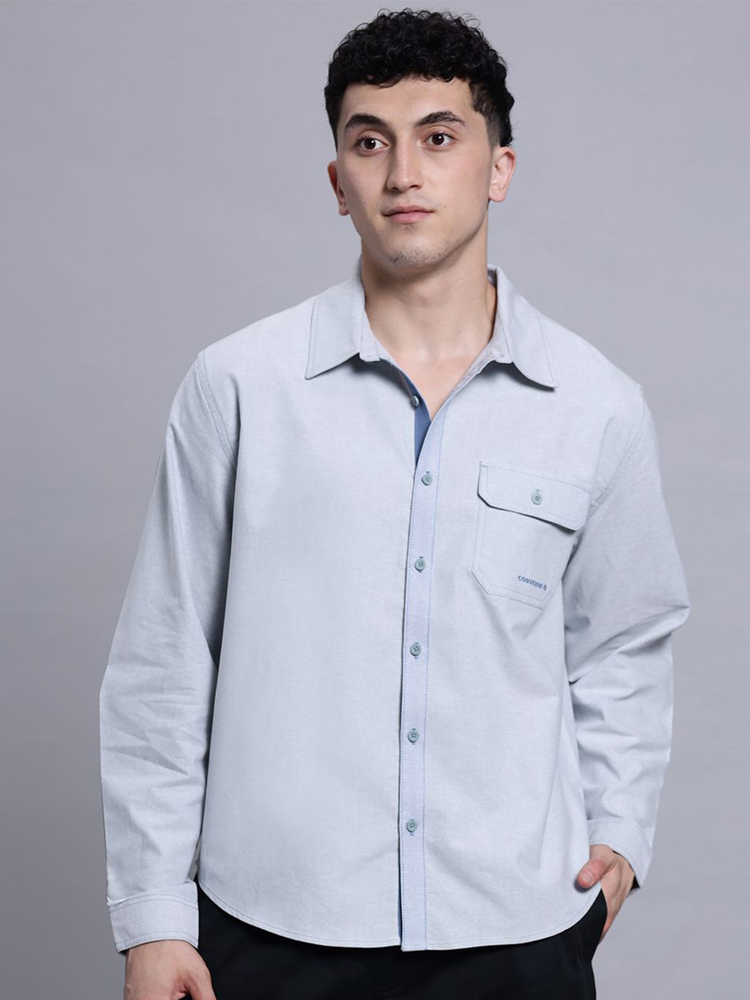 Converse Men All Star Oxford Long-Sleeve Button Down Shirt