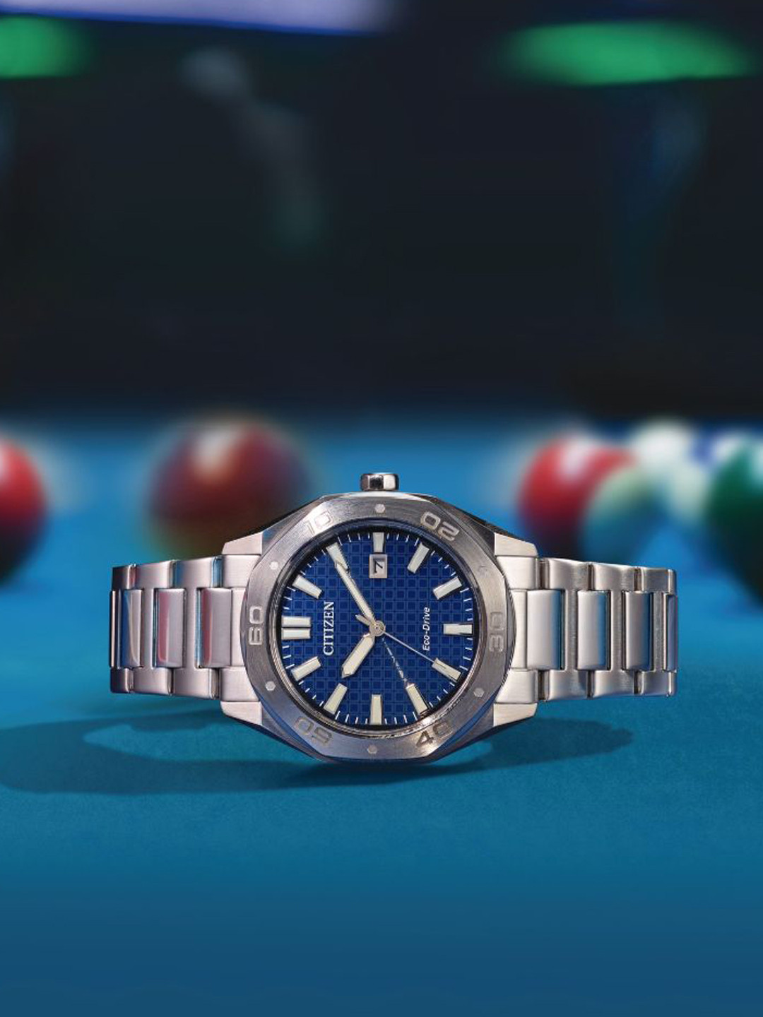 Citizen Men Embellished Dial & Stainless Steel Bracelet Style Straps Analogue Eco Drive Watch BM7630-80L