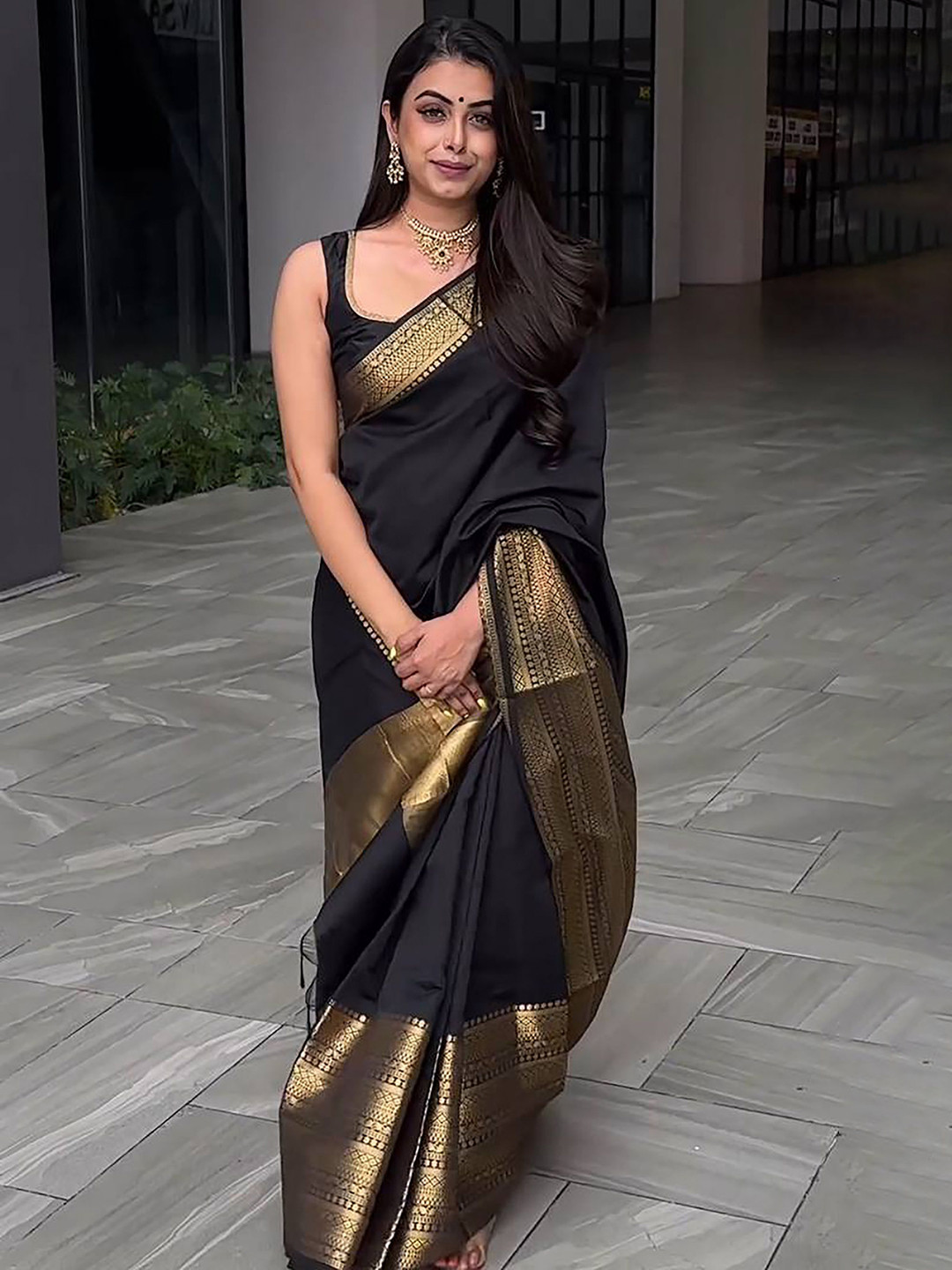Anjaneya Sarees Zari Silk Blend Banarasi Saree