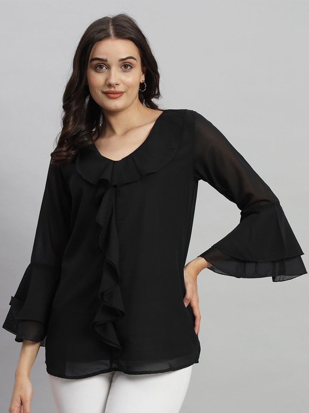 Curvydrobe Women Solid V-Neck Top