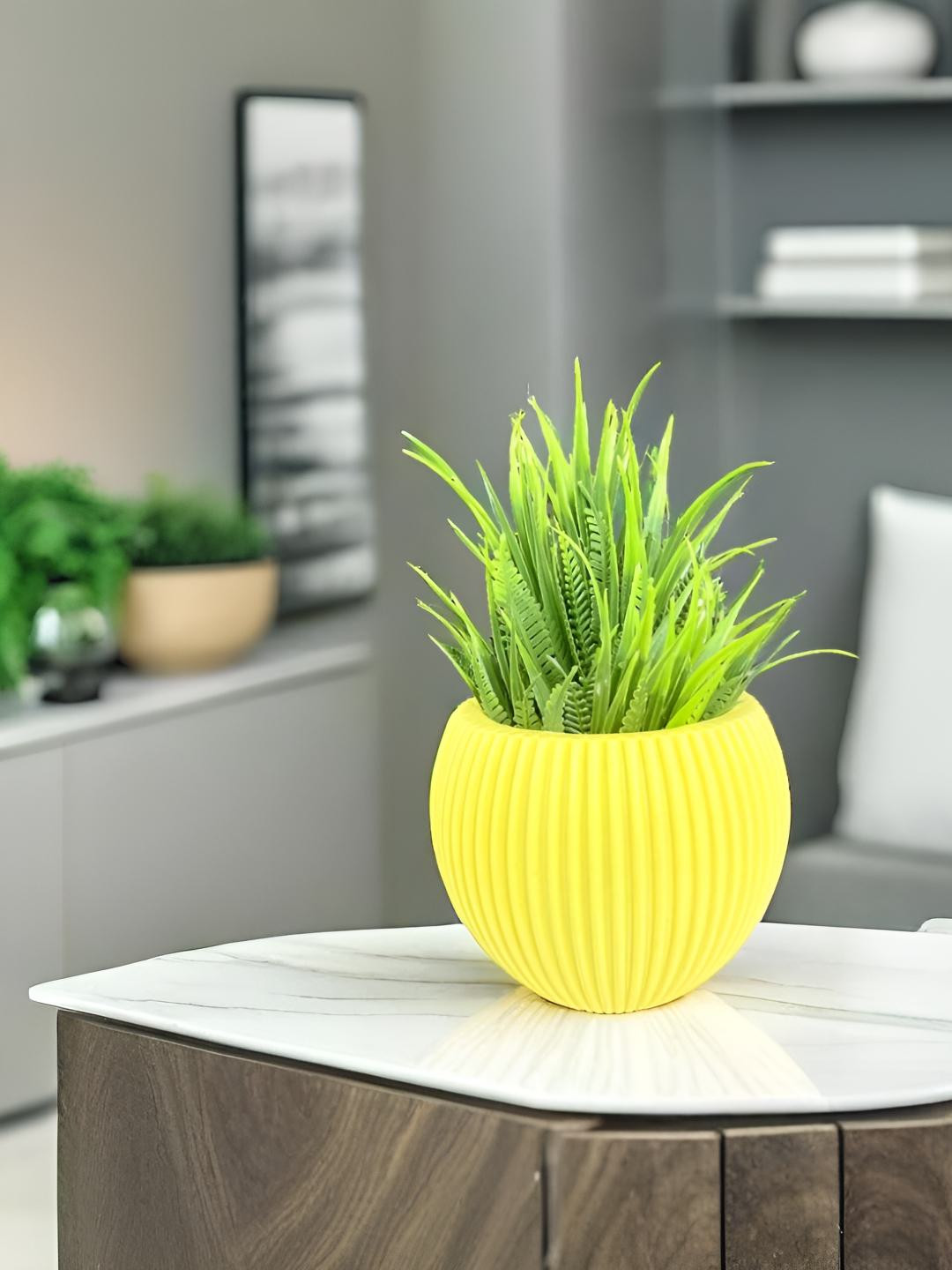 Akaar Yellow Fern Artificial Plant With Pot