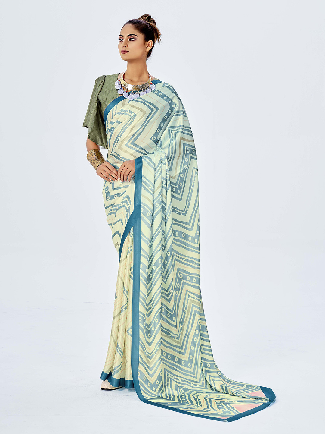 Ethnielle Satin Printed Saree