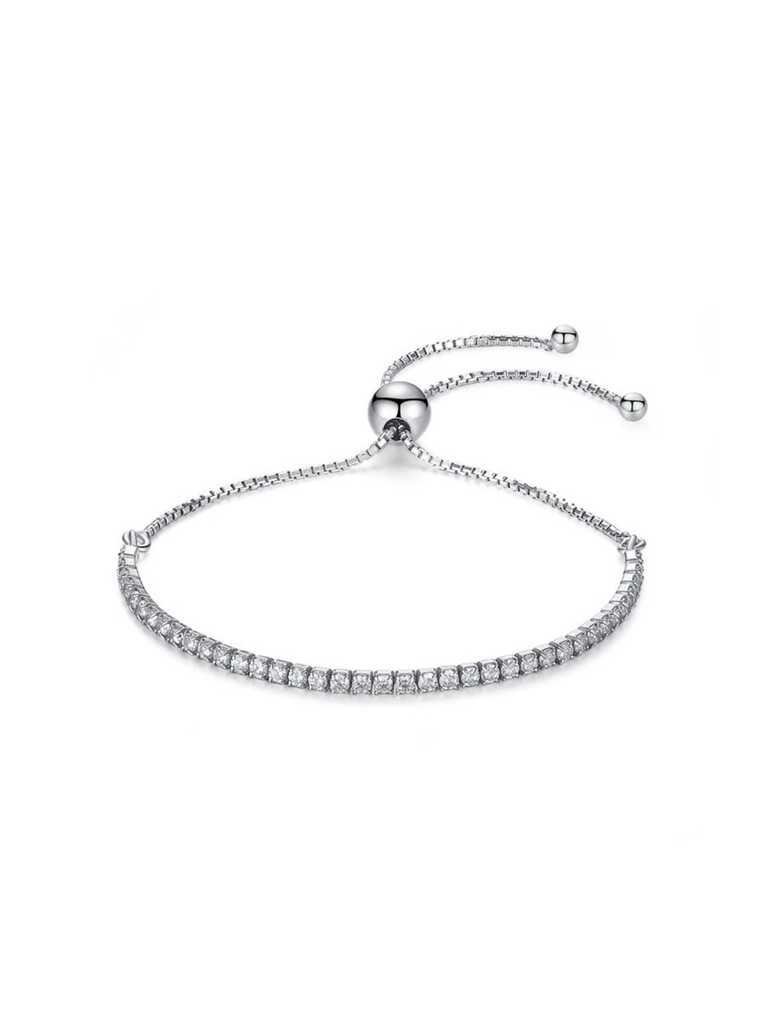 Paavni 92.5 Sterling Silver Cubic Zirconia Rhodium-Plated AAA Grade Charm Bracelet