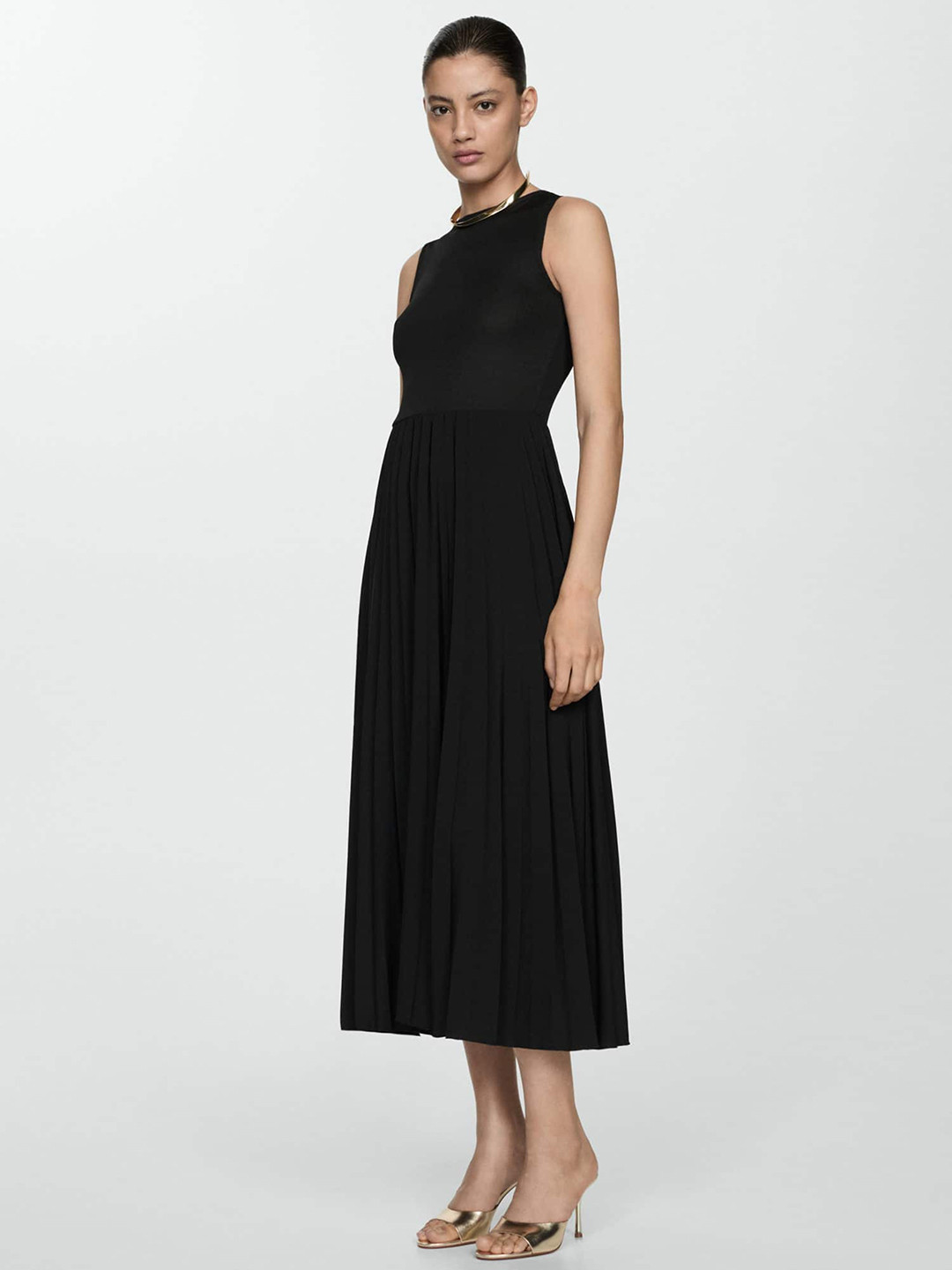 MANGO A-Line Pleated Midi Dress